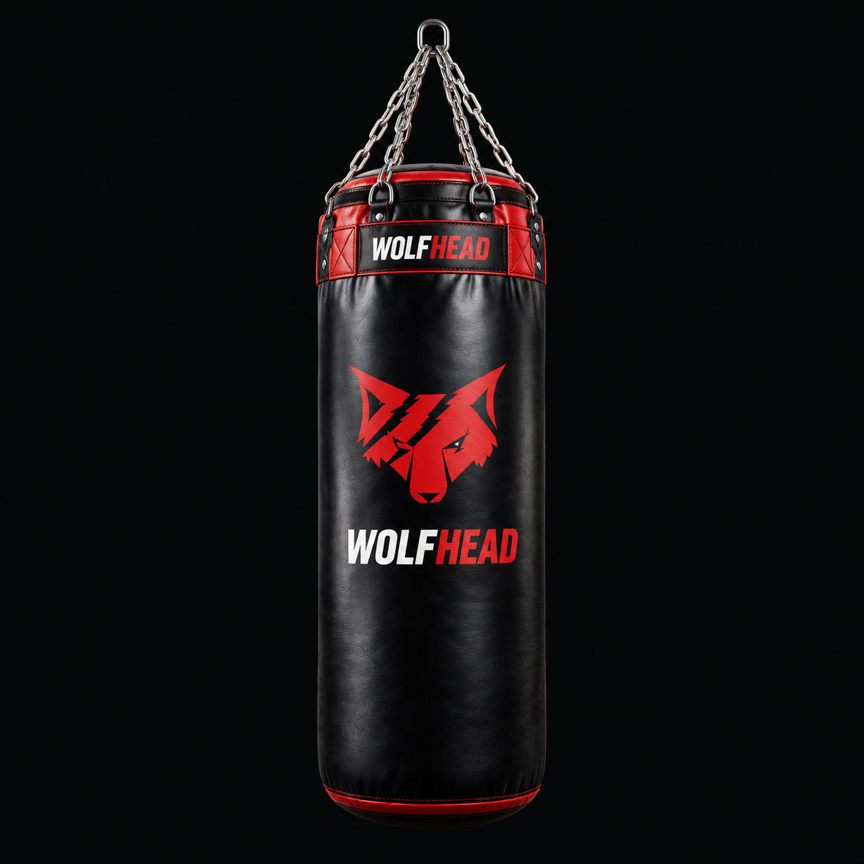 Wolf Head Punching Bag in Black / Red