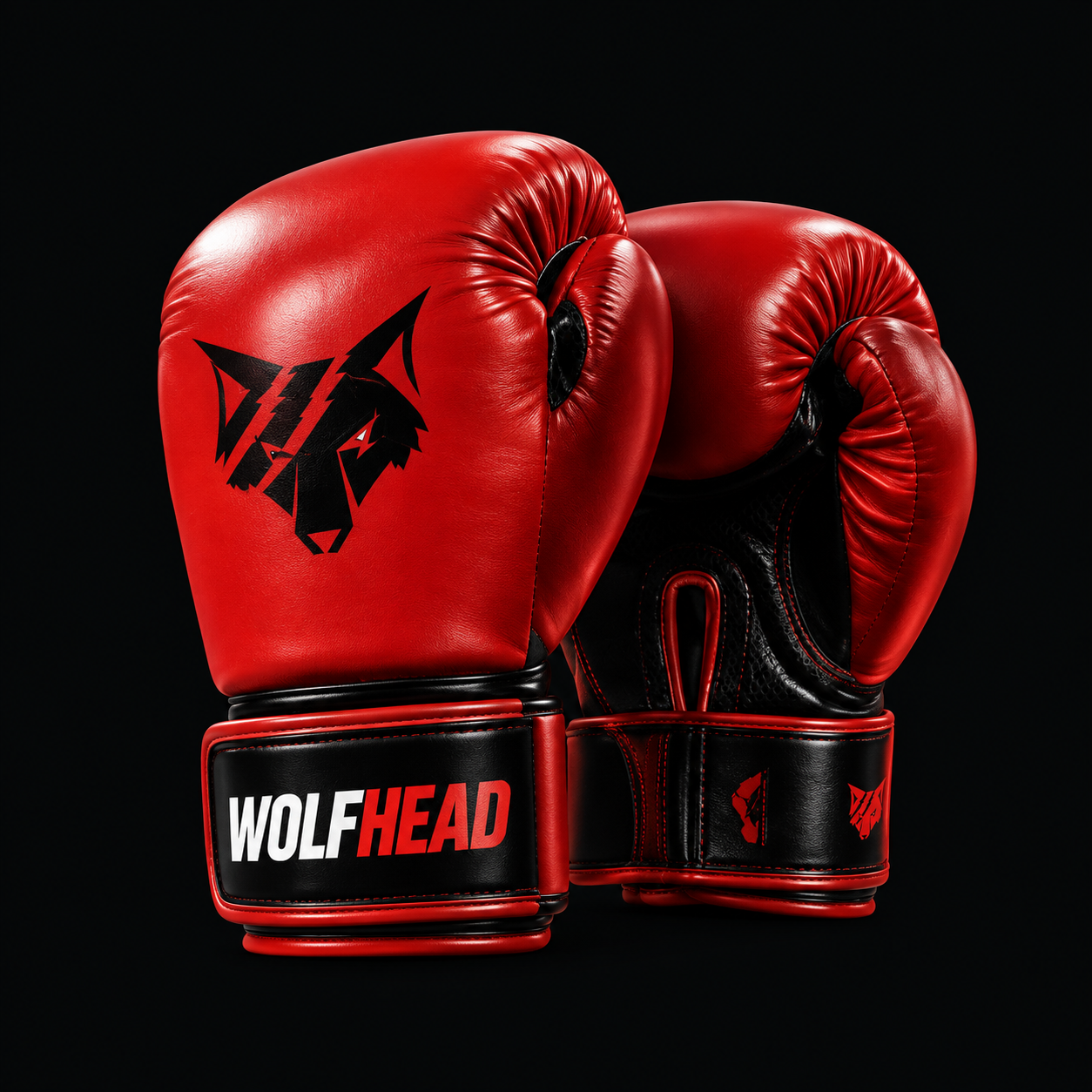 Wolf Head Boxing Gloves in Red / Black